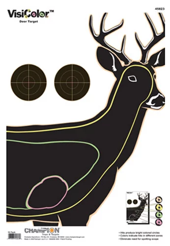 Champion Targets 45823 VisiColor Deer Paper Hanging Pistol/Rifle 13" x 18" Multi-Color Includes Pasters 10 Pack