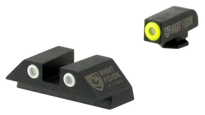 Night Fision GLK001003YGW Tritium Night Sights For Glock Green Tritium Yellow Outline Front Sight- Green Tritium White Outline Rear Sight Glock 17/17L/19/22