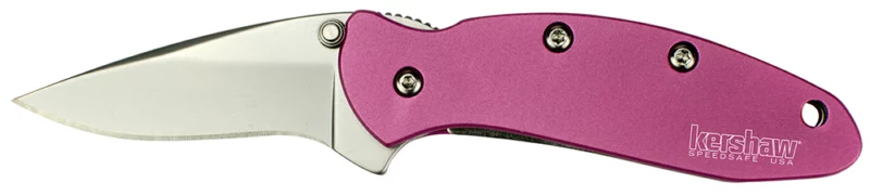 Kershaw 1600PINK Chive 1.90" Folding Drop Point Plain Bead Blasted 420HC SS Blade Pink Anodized Aluminum Handle Includes Pocket Clip