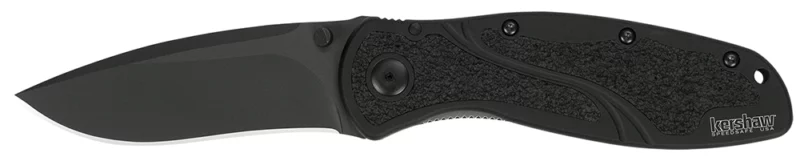 Kershaw 1670BLK Blur 3.40" Folding Drop Point w/Recurve Plain Black DLC 14C28N Steel Blade Black Anodized Aluminum Handle Includes Pocket Clip