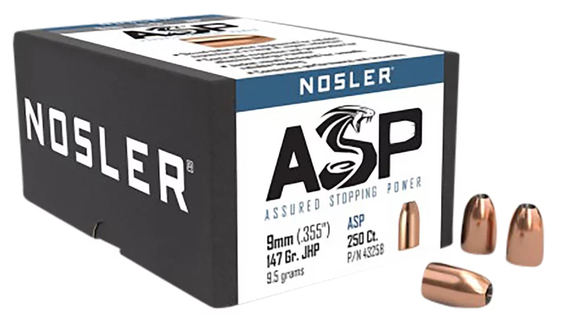 Nosler 43258 Assured Stopping Power 9mm 147gr Jacketed Hollow Point 250/Box