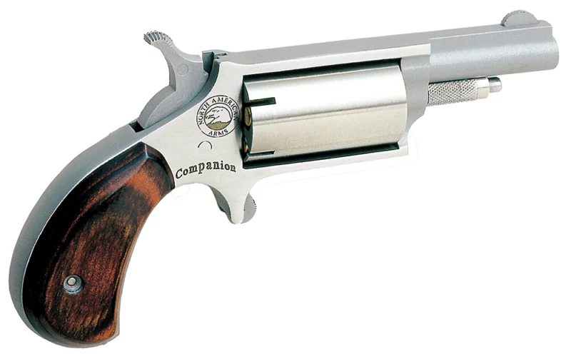 North American Arms 22MCB Companion SAO 22 Cal #11 Percussion 1.63" 5 rd Stainless Steel Rosewood Birdshead Grip