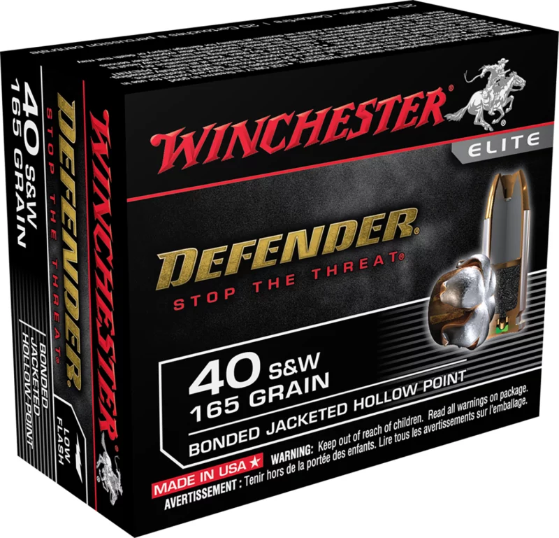 Winchester Ammo S40SWPDB Defender 40S&W 165gr Bonded Jacket Hollow Point 20 Per Box/10 Case