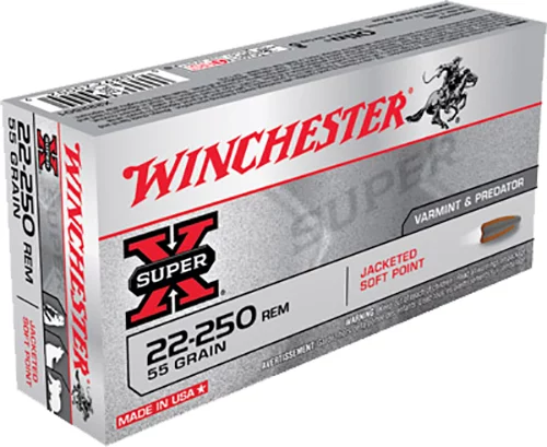 Winchester Ammo X222501 Super X 22-250Rem 55gr Jacketed Soft Point 20 Per Box/10 Case