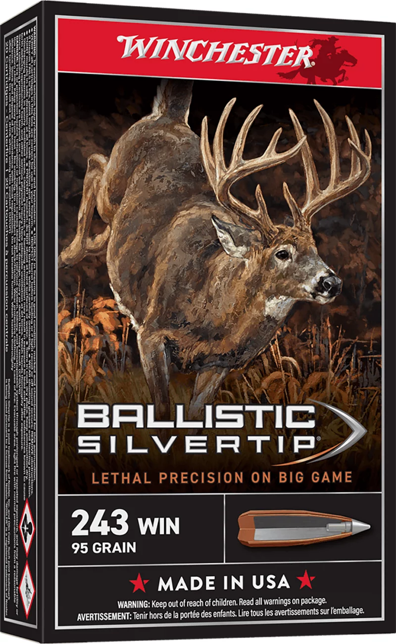 Winchester Ammo SBST243A Ballistic Silvertip 243Win 95gr Rapid Controlled Expansion Polymer Tip 20 Per Box/10 Case