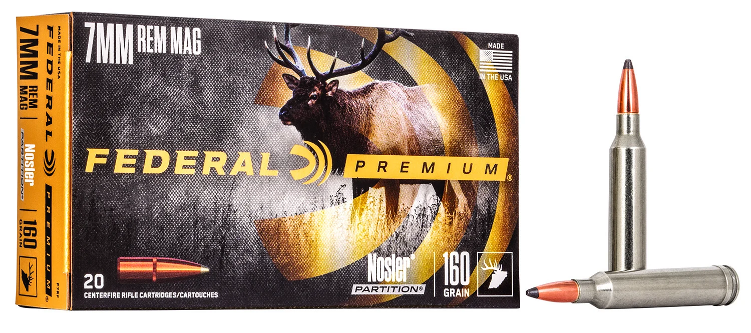 Federal P7RF Premium 7mmRemMag 160gr Nosler Partition 20 Per Box/10 Case