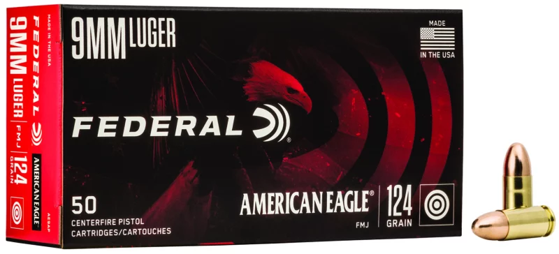 Federal AE9AP American Eagle Handgun 9mmLuger 124gr Full Metal Jacket 50 Per Box/20 Case