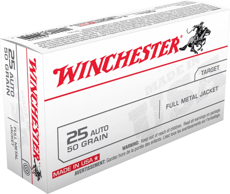 Winchester Ammo Q4203 USA 25ACP 50gr Full Metal Jacket 20 Per Box/10 Case