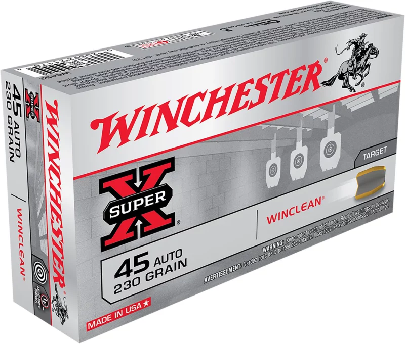 Winchester Ammo WC452 Super X 45ACP 230gr Winclean Brass Enclosed Base 50 Per Box/10 Case