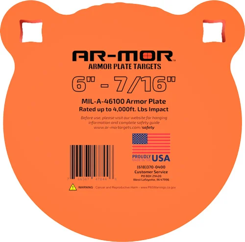 AR-MOR 6" MIL46100 STEEL GONG - 7/16" THICK STEEL ORANGE ROUND