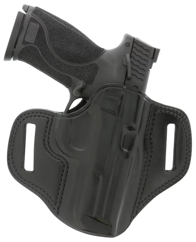 Galco CM224B Combat Master OWB Black Leather Belt Slide Compatible w/Ruger Security-9/Glock 17/Glock 22 Gen2-5 Belt 1.75" Wide Right Hand
