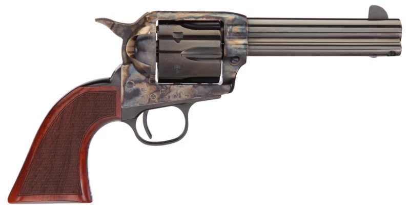 Taylors & Company 550825 Runnin Iron 357 Mag Caliber with 4.75" Blued Finish Barrel, 6rd Capacity Blued Finish Cylinder, Color Case Hardened Finish Steel Frame & Checkered Walnut Grip