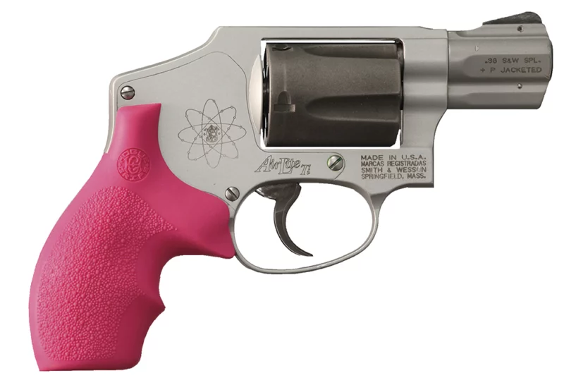 Hogue 61007 Rubber Bantam Cobblestone Pink Rubber with Finger Grooves for S&W J Frame with Round Butt