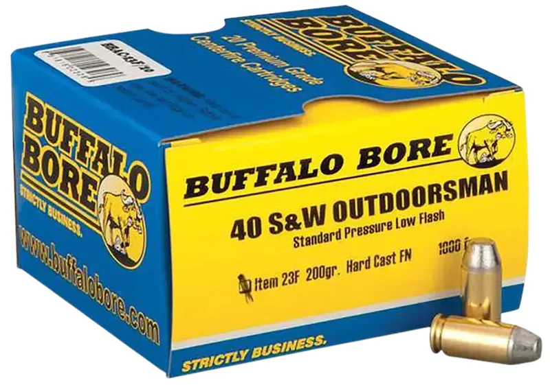 Buffalo Bore Ammunition 23F20 Outdoorsman Strictly Business 40S&W 200gr Hard Cast Flat Nose 20 Per Box/12 Case