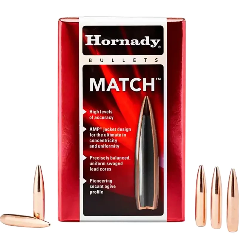 Hornady 2249 Match 22 Cal .224 52 gr Hollow Point Boat Tail Match 100 Per Box/ 40 Case