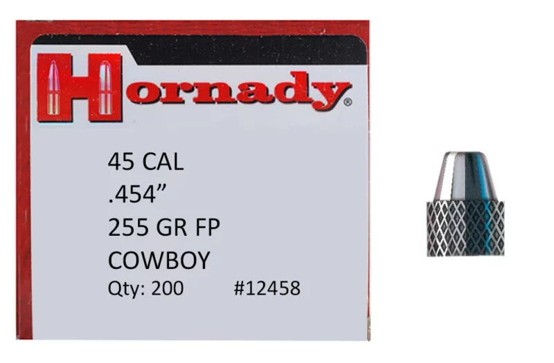 Hornady 12458 Frontier Lead 45 Cal .454 255 gr Flat Point Cowboy 200 Per Box/ 8 Case
