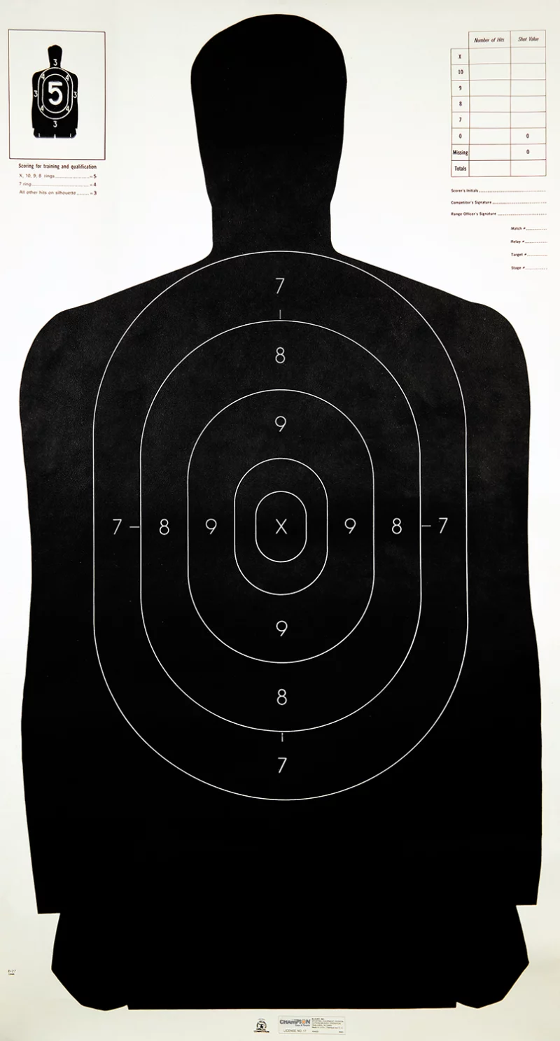 Champion Targets 40727 Law Enforcement Silhouette B-27 Hanging Paper Target Black/White 100 Per Pack