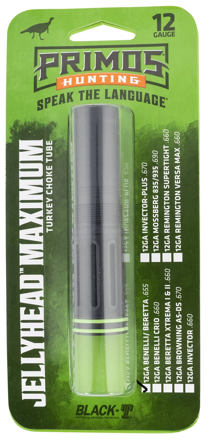 Primos 69402 JellyHead Maximum Benelli/Beretta Mobil 12 Gauge Turkey Ported Steel Black-T Coating