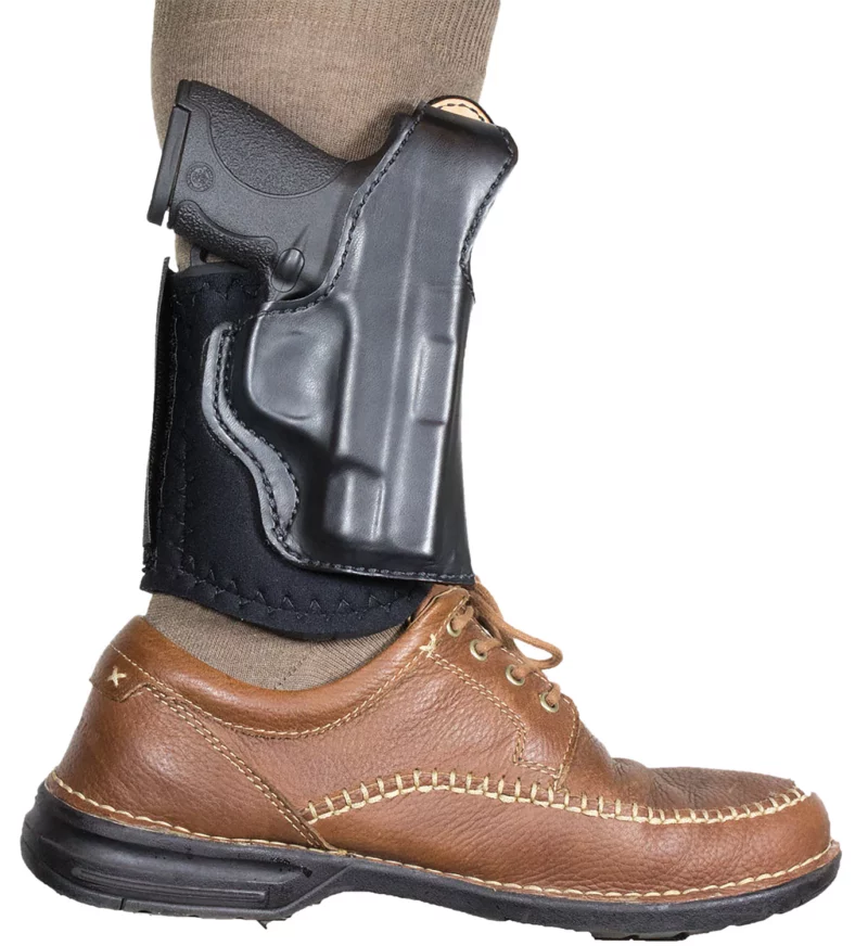 DeSantis Gunhide 014PCU7Z0 Die Hard Rig Ankle Black Leather/Sheepskin Fits S&W Bodyguard 380 Right Hand