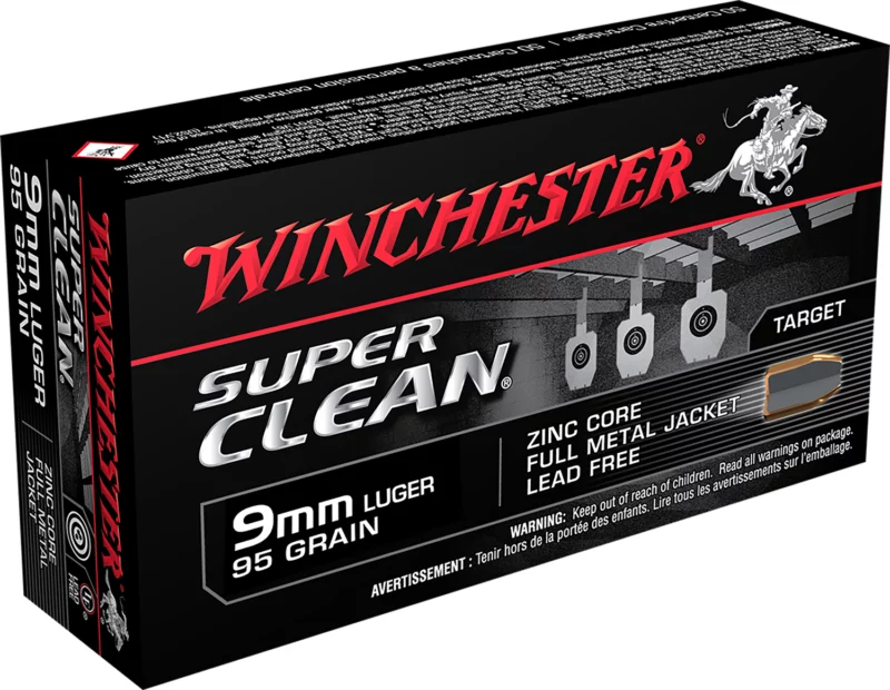 Winchester Ammo W9MMLF Super Clean 9mmLuger 95gr Lead Free Full Metal Jacket 50 Per Box/10 Case