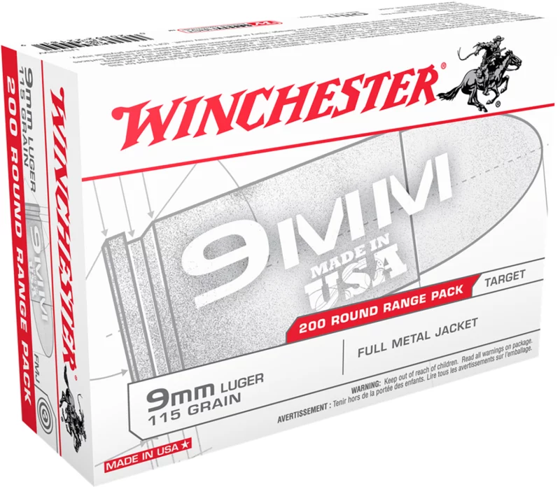 Winchester Ammo USA9W USA 9mmLuger 115gr Full Metal Jacket 200 Per Box/5 Case