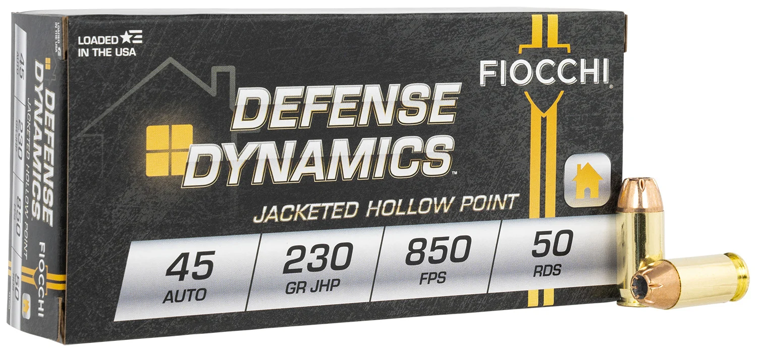 Fiocchi 45T500 Defense Dynamics 45ACP 230gr Jacketed Hollow Point 50 Per Box/10 Case