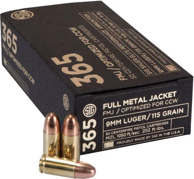 SIG 365 9MM LUGER 115GR FMJ - 50RD 20BX/CS
