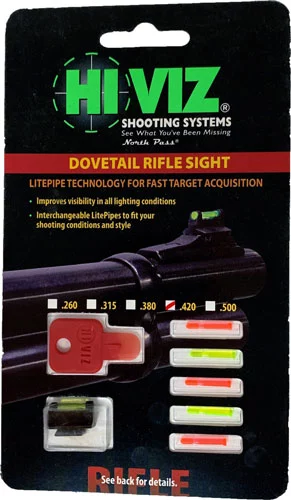 HIVIZ RIFLE FRONT SIGHT FOR - 3/8" DOVETAIL .420" - Image 2