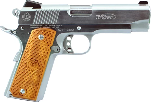TRISTAR AMERICAN CLASSIC CMNDR - 1911 45ACP 4.5" CHROME/WOOD