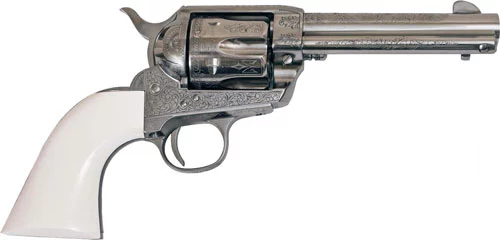 CIMARRON FRONTIER 357MAG PW FS - 4.75" ENGRAVED NICKEL/IVORY