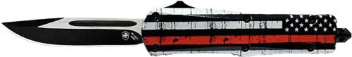 TEMPLAR KNIFE LARGE OTF BACK - THE RED 3.5" BLK DROP POINT