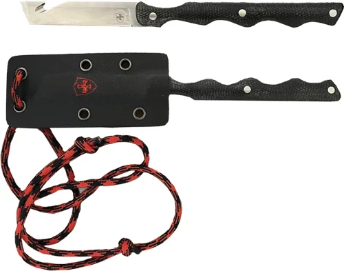 TEMPLAR KNIFE NECK KNIFE 2.46" - BLK W/RED POWDER D2 SLVR TANTO