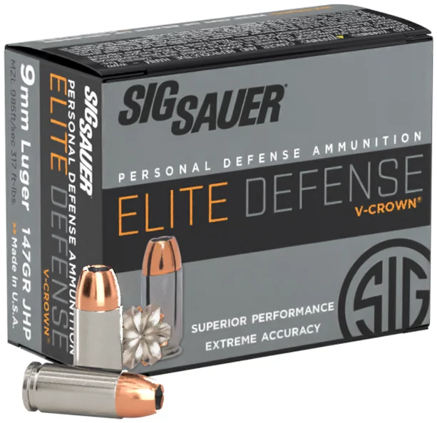 SIG AMMO 9MM 147GR ELITE V-CROWN JHP 20/10