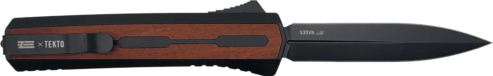 Zastava A7 OTF Knife - American Walnut Wood | S35VN Dagger Blade