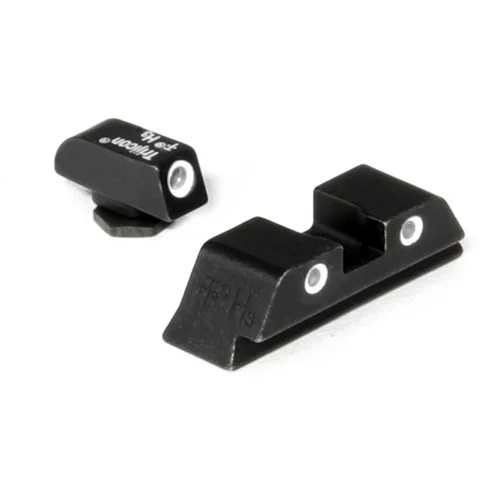 BRIGHT & TOUGH NIGHT SIGHTS - GLOCK STANDARD FRAMES, FRONT WHITE OUTLINE/GREEN TRITIUM, REAR WHITE OUTLINE/ORANGE TRITIUM