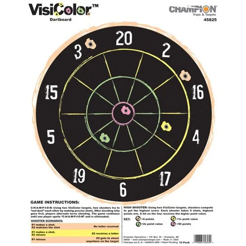 VISICOLOR HIGH-VISIBILITY PAPER TARGETS - DARTBOARD