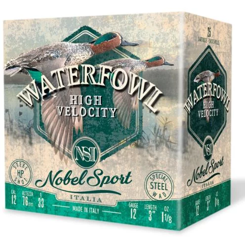 Nobel Sport Steel Waterfowl High Velocity Shotshells 12ga 3" 1-1/8oz 1500 fps #2 25/ct