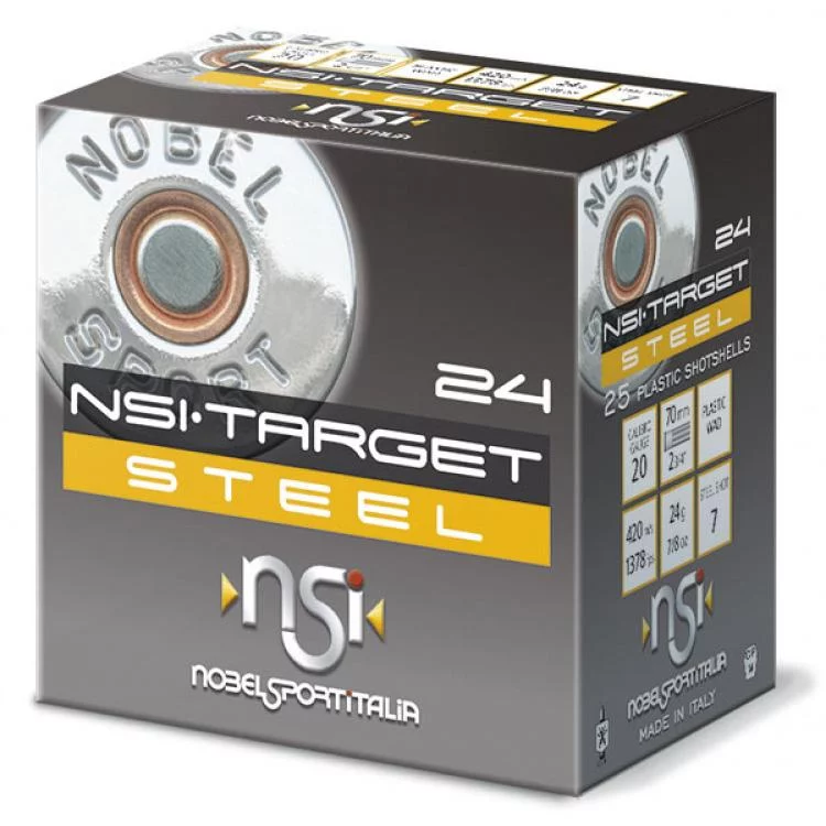 Nobel Target Steel Shotshells 20 ga 2-3/4" 1oz 1378 fps #7 25/ct