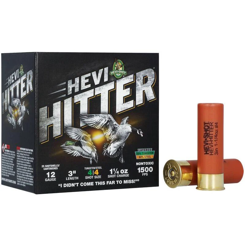 HEVI-Shot HEVI-Hitter Tungsten/Steel Shotshells 12ga 3" 1-1/4oz 1500 fps #4 25/ct
