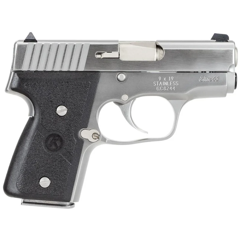 Kahr Arms MK9 Elite Handgun 9mm Luger 6rd (2) & 7rd (1) Magazines 3" Barrel Silver wil Black Checkered Grip CA Compliant