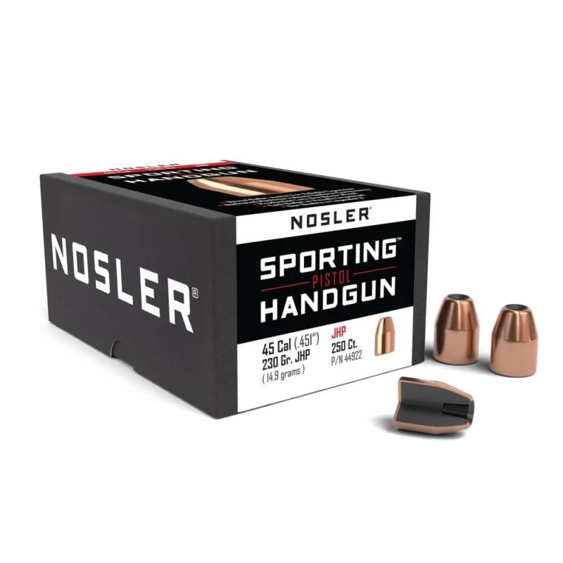Nosler Sporting Handgun Pistol Bullets .45 cal .451" 230 gr JHP 250/ct