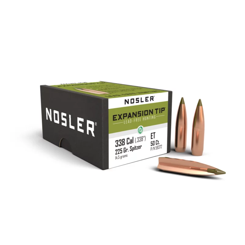 Nosler E-Tip Lead Free Rifle Bullets .338 Lapua Mag .338" 225 gr SPTZ ETIP 50/ct