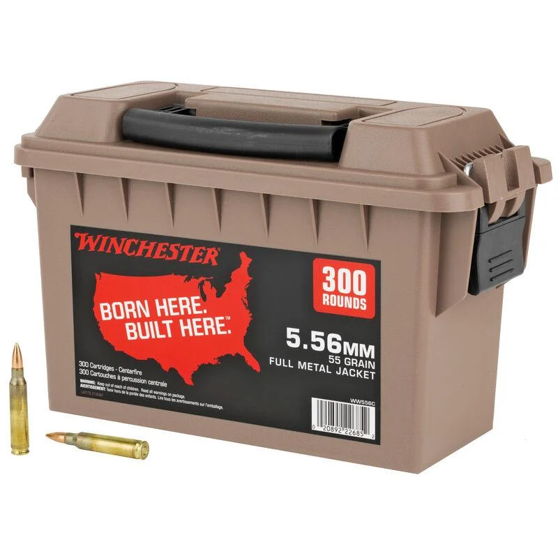 Winchester Lake City M193 Rifle Ammunition 5.56mm 55 gr. FMJ 3270 fps 300/ct (Polymer Ammo Can)