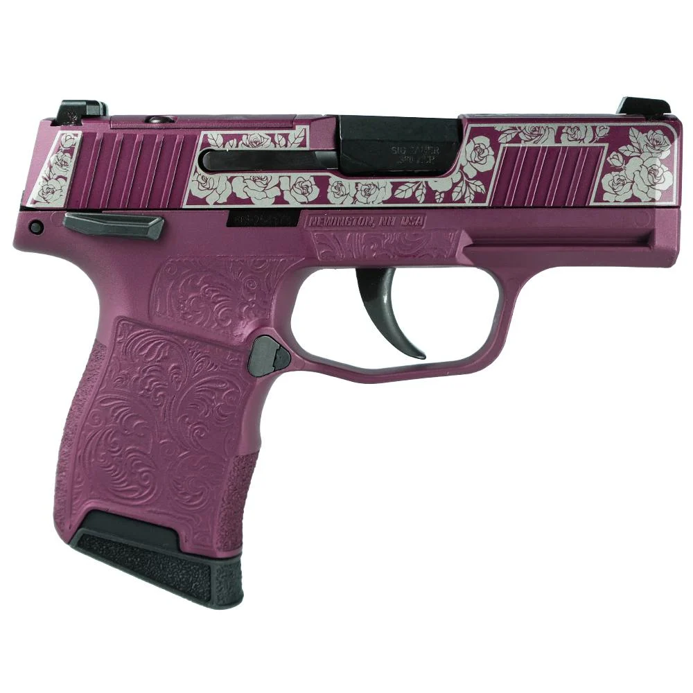 Sig Sauer Exclusive "Black Cherry Roses" P365-380 Handgun 380 Auto 10rd Magazine 3.1" Barrel Black Manual Safety