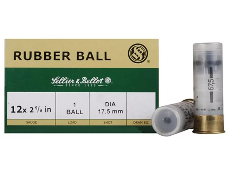 Sellier & Bellot Shotgun Ammunition 12 ga 2 3/4" 1 ball Rubber - 25/box