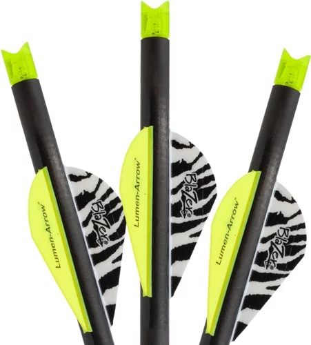 LUMENOK XBOW ARROW 20" CARBON - GRN LIGHTED CRESCENT NOCK 3PK
