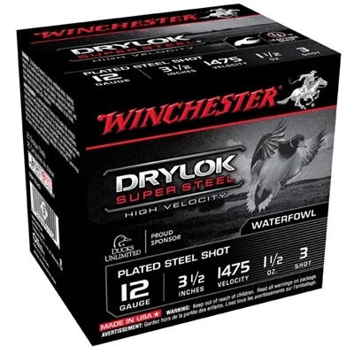 WINCHESTER DRYLOK SUPER STEEL HV 12GA 3.5'' 1-1/2OZ #3 25/BX