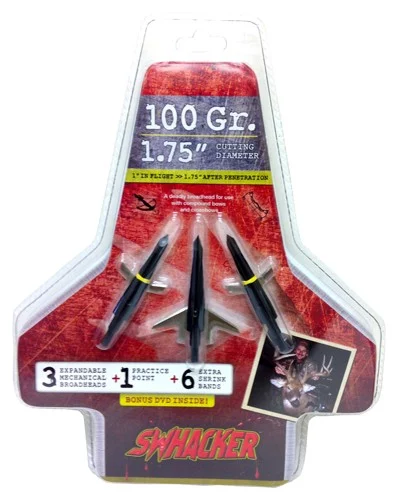 SWHACKER BROADHEAD 2-BLADE - 100GR 1.75" CUT 3/PK - Image 2